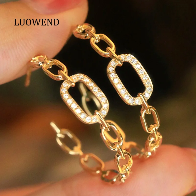 LUOWEND 100% 18K White/Yellow Gold Earrings Fashion INS Style Real Natural Diamond Hoop Earrings for Women High Party Jewelry
LUOWEND 100% 18K White/Yellow Gold Earrings Fashion INS Style Real Natural Diamond Hoop Earrings for Women High Party Jewelry