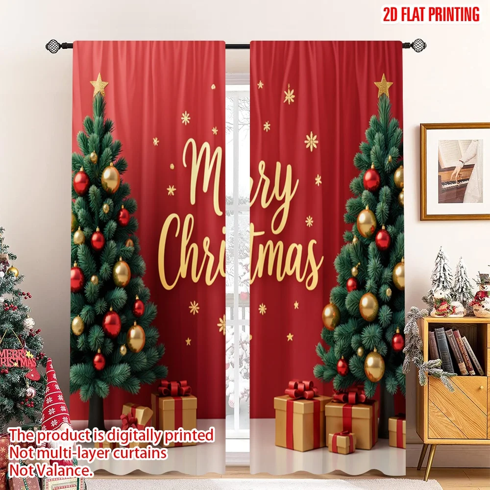 2pcs 2D flat printing Christmas Window Curtains Merry Christmas Gift Box Tree 100% Polyester Fabric Without Electricity Festive
2pcs 2D flat printing Christmas Window Curtains Merry Christmas Gift Box Tree 100% Polyester Fabric Without Electricity Festive