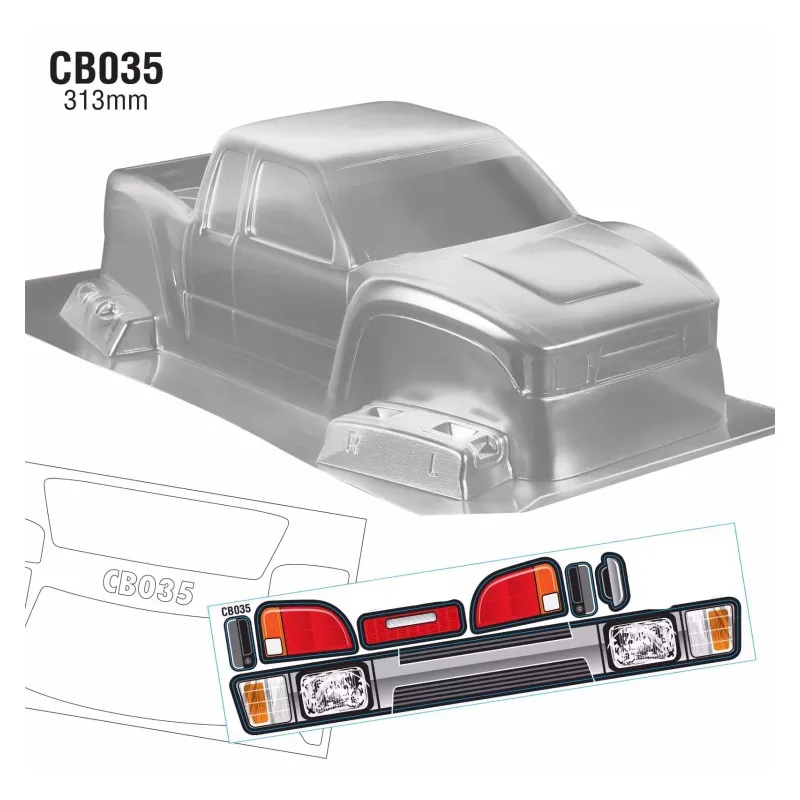 Team C CB035 1/10 Rock Crawler Car Case, Transparent Body Shell, Wheelbase 313/ Width 180mm, With Lamp Cup
Team C CB035 1/10 Rock Crawler Car Case, Transparent Body Shell, Wheelbase 313/ Width 180mm, With Lamp Cup