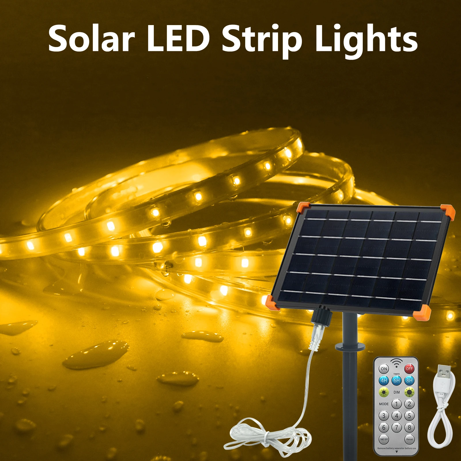 Solar LED Strip Lights for Outdoors Waterproof 2835 64LEDs/m Flexible Tape Warm White LED Strip with Remote Solar Garden Lights
Solar LED Strip Lights for Outdoors Waterproof 2835 64LEDs/m Flexible Tape Warm White LED Strip with Remote Solar Garden Lights