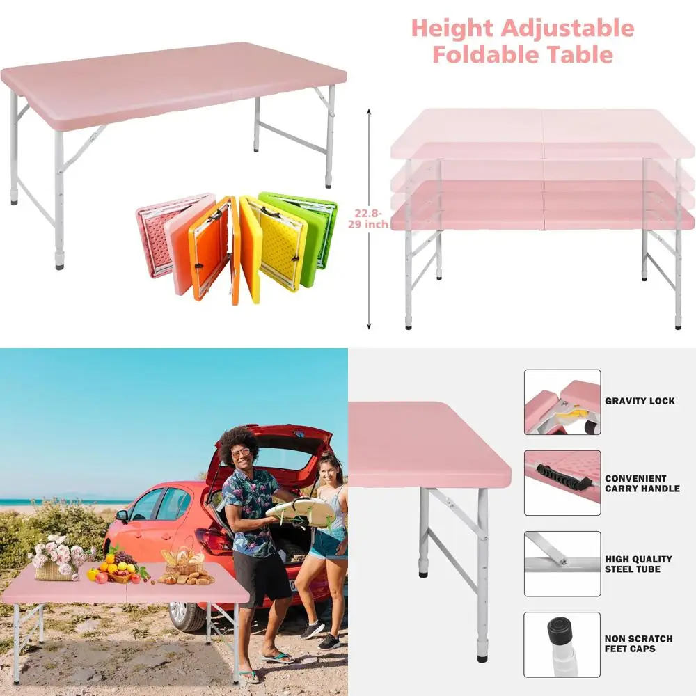 Портативный розовый полускладной пластиковый стол, 4-футовый прямоугольник, ручка для переноски, подходит для использования в помещении и на открытом воздухе
Портативный розовый полускладной пластиковый стол, 4-футовый прямоугольник, ручка для переноски, подходит для использования в помещении и на открытом воздухе