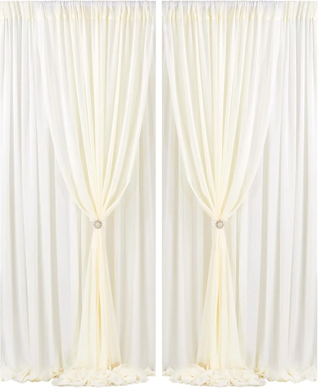 6Panels-5ft x 10ft Ivory Backdrop Curtain for Parties Ivory Chiffon Sheer Fabric Drape Wedding Arch Backdrop for Birthday Party
6Panels-5ft x 10ft Ivory Backdrop Curtain for Parties Ivory Chiffon Sheer Fabric Drape Wedding Arch Backdrop for Birthday Party