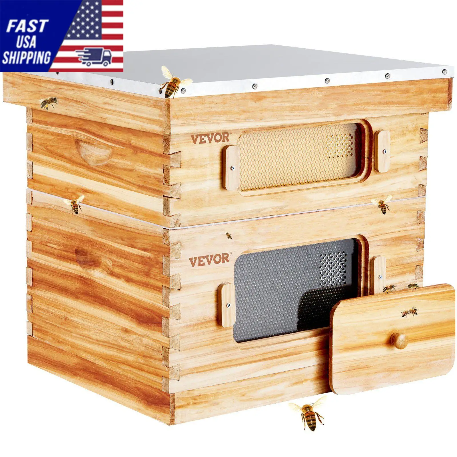Bee Hive 20 Frame Bee Hives Starter Kit, Beeswax Coated Cedar Wood, 1 Deep + 1 Medium Bee Boxes Langstroth Beehive Kit, Tr
Bee Hive 20 Frame Bee Hives Starter Kit, Beeswax Coated Cedar Wood, 1 Deep + 1 Medium Bee Boxes Langstroth Beehive Kit, Tr