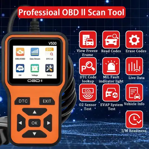 Lecteur de Code d'outil de Diagnostic de Scanner OBD2 de voiture, Scanner de Code de défaut de moteur de testeur de tension de voiture, outil de Diagnostic de testeur de charge V500