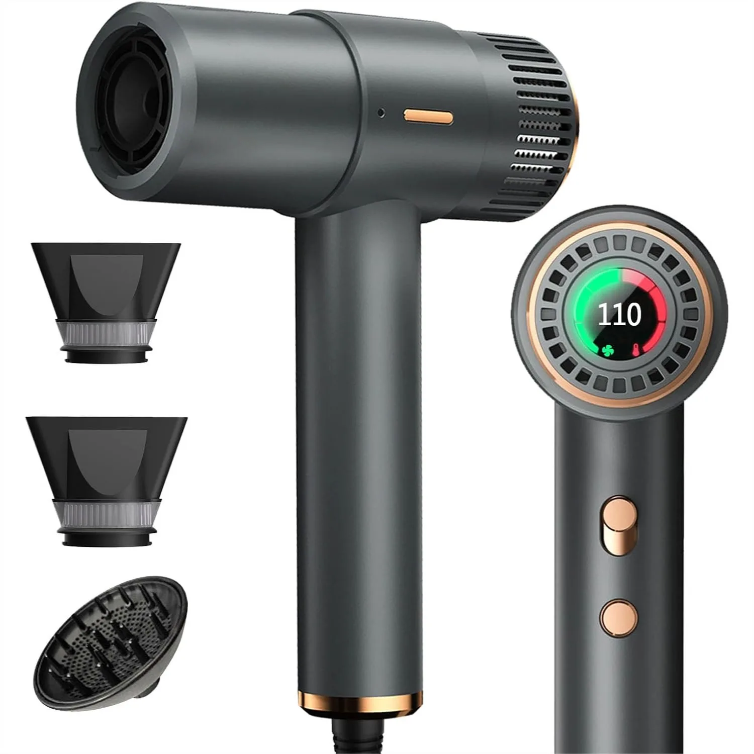 High Speed Hair Dryer 110000RPM 200M Ionic with HD Display 2000W Professional Blow Dryer with Diffuser and Nozzle 4 Temps 3
High Speed Hair Dryer 110000RPM 200M Ionic with HD Display 2000W Professional Blow Dryer with Diffuser and Nozzle 4 Temps 3