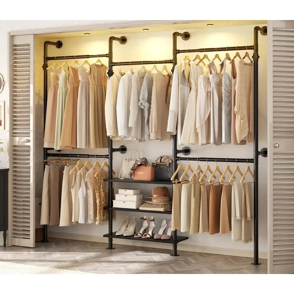 Expandable Industrial Pipe Clothing Rack, 7.3-10.9t Wall Mounted Closet System, Reversible L Shaped Clothes Rack or Hanging Clot
Expandable Industrial Pipe Clothing Rack, 7.3-10.9t Wall Mounted Closet System, Reversible L Shaped Clothes Rack or Hanging Clot