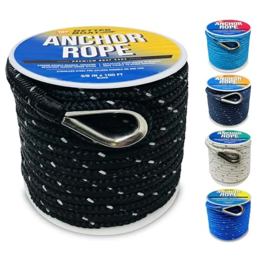 Premium Anchor Rope 100 Feet Double Braided Nylon Marine Line Reflective 3/8 Inch Reel for Anchors and Boats
Premium Anchor Rope 100 Feet Double Braided Nylon Marine Line Reflective 3/8 Inch Reel for Anchors and Boats