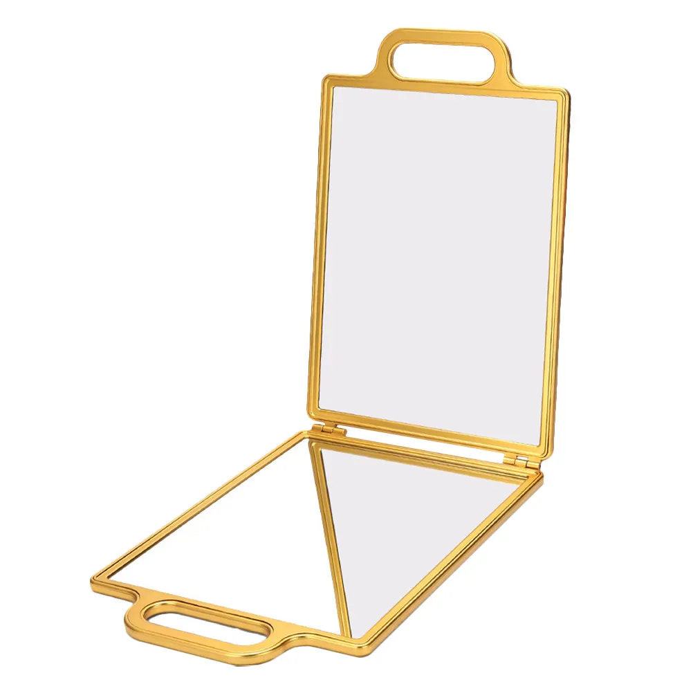 Dual Sided Folding Hairdressing Mirror Gold Finish Professional Barber Stylist Tool for Back Head View and Travel Use
Dual Sided Folding Hairdressing Mirror Gold Finish Professional Barber Stylist Tool for Back Head View and Travel Use