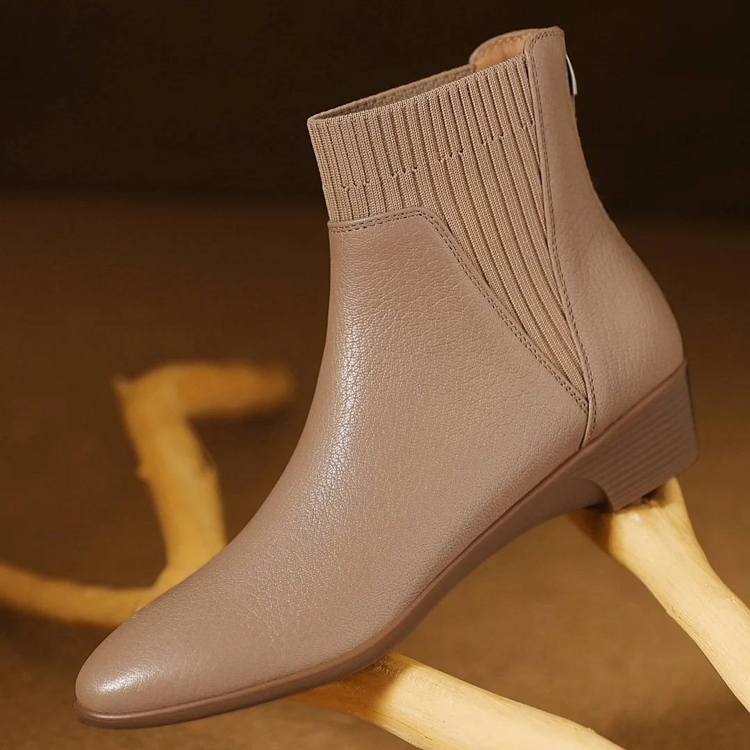 Women's sheepskin stretch knit patchwork back zip flats autumn autumn ankle boots high quality soft comfort casual short booties
Women's sheepskin stretch knit patchwork back zip flats autumn autumn ankle boots high quality soft comfort casual short booties