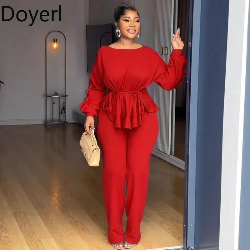 Doyerl Solid 2 Piece Sets Woman Outfits Elegant Club Party Lantern Sleeve Drawstring Ruched Ruffles Top and Pants Matching Sets
Doyerl Solid 2 Piece Sets Woman Outfits Elegant Club Party Lantern Sleeve Drawstring Ruched Ruffles Top and Pants Matching Sets