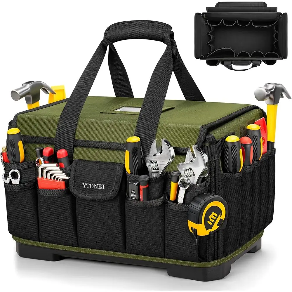18-Inch Heavy-Duty Large Electrician Tool Bag with 46 Pockets, Hard Bottom & Waterproof Storage for HVAC Mechanics, Perfect Dad'
18-Inch Heavy-Duty Large Electrician Tool Bag with 46 Pockets, Hard Bottom & Waterproof Storage for HVAC Mechanics, Perfect Dad'