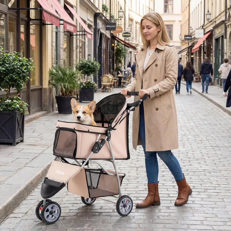 3 Wheel Pet Stroller for Small Dogs Cats up to 33 LBS-Beige
3 Wheel Pet Stroller for Small Dogs Cats up to 33 LBS-Beige