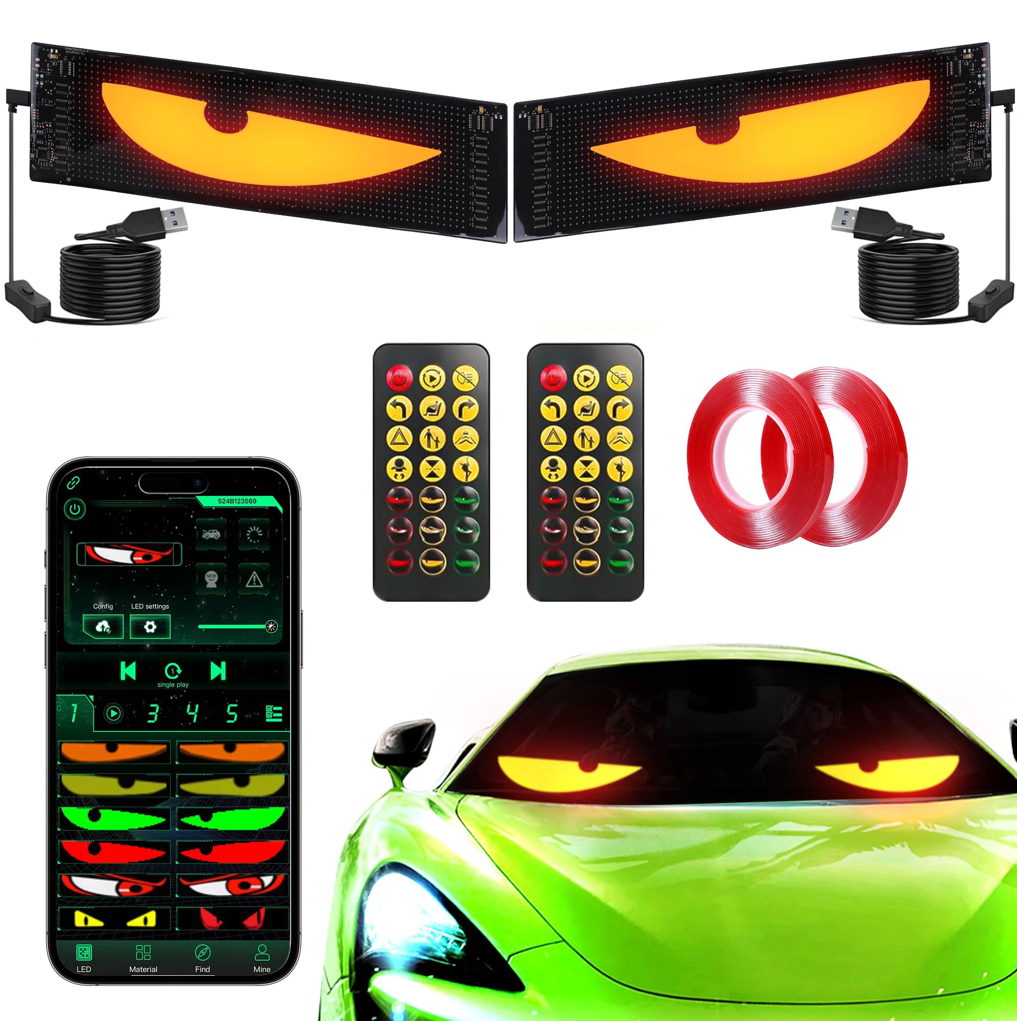 2Pack USB Powered LED Matrix Panel 15x4" Programmable APP Control Windshield Display for Sedans SUV Medium Truck Custom Car Sign
2Pack USB Powered LED Matrix Panel 15x4" Programmable APP Control Windshield Display for Sedans SUV Medium Truck Custom Car Sign