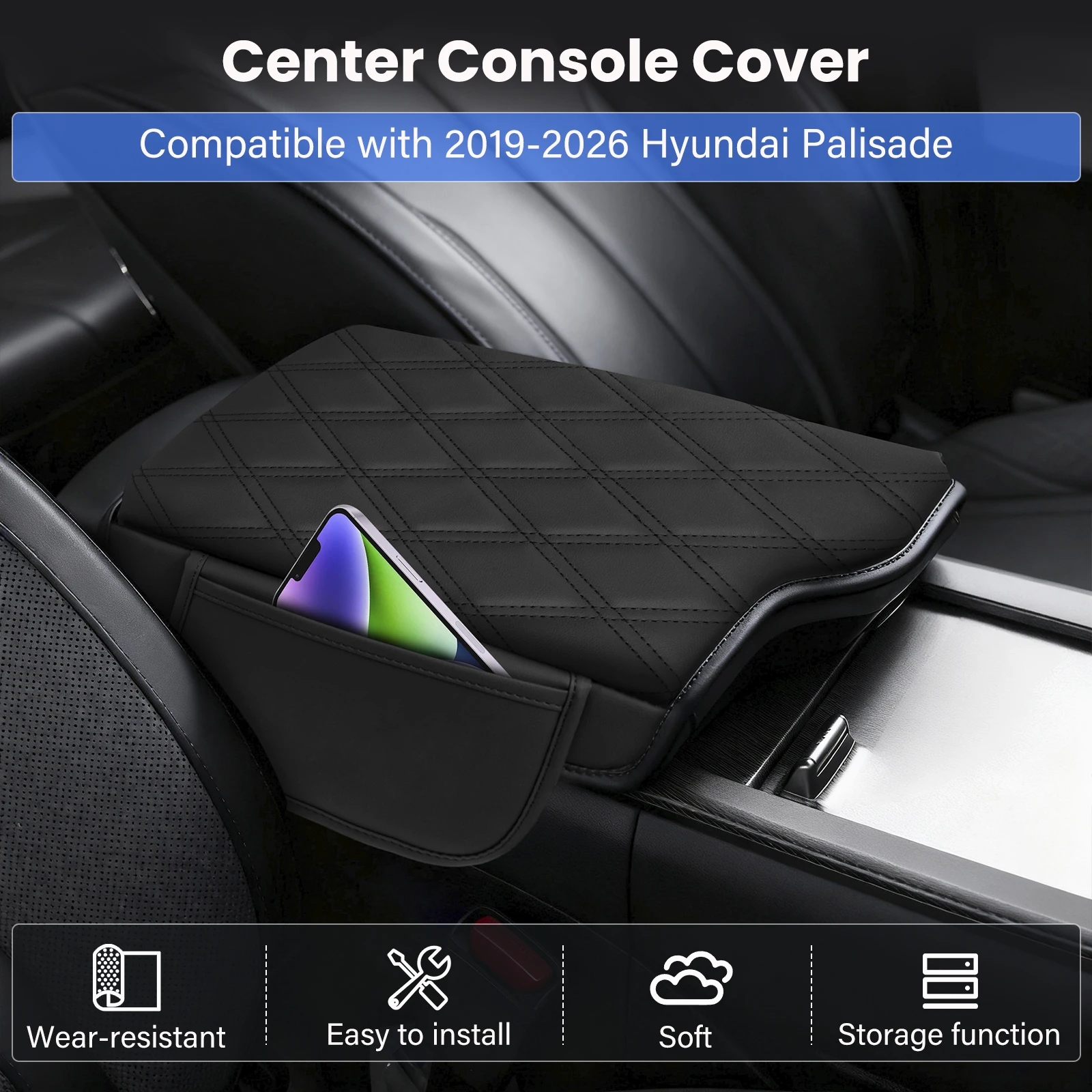 Car Armrest Cover with Storage Pockets For Hyundai Palisade 2019-2024 Center Console Armrest Box Mat High-Quality PU Leather
Car Armrest Cover with Storage Pockets For Hyundai Palisade 2019-2024 Center Console Armrest Box Mat High-Quality PU Leather