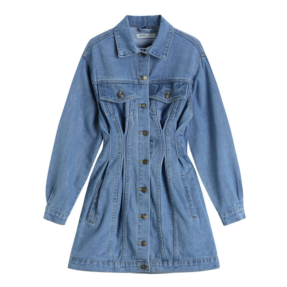 Vintage Denim Straight Dress Women Fall Long Sleeve Slim Pockets Mini Vestidos Single Beasted Jeans Female 4259
Vintage Denim Straight Dress Women Fall Long Sleeve Slim Pockets Mini Vestidos Single Beasted Jeans Female 4259