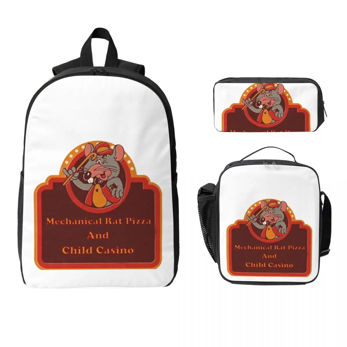Chuck E Cheese Mechanical Rat Pizza And Child Casino Backpack Boys Girls BookBag School Bag 3ps Insulated Lunch Bag Pencil Case 
Chuck E Cheese Mechanical Rat Pizza And Child Casino Backpack Boys Girls BookBag School Bag 3ps Insulated Lunch Bag Pencil Case
