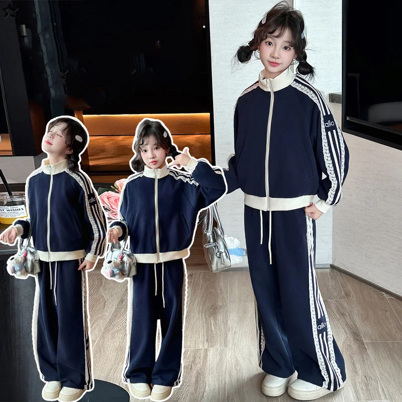 Autumn Korean Kid Girl Suit Letter Printed Lace Striped School Girl 2pcs Set Zipper Coat+Elastic Waist Pant 4-14Y Girl Tracksuit
Autumn Korean Kid Girl Suit Letter Printed Lace Striped School Girl 2pcs Set Zipper Coat+Elastic Waist Pant 4-14Y Girl Tracksuit