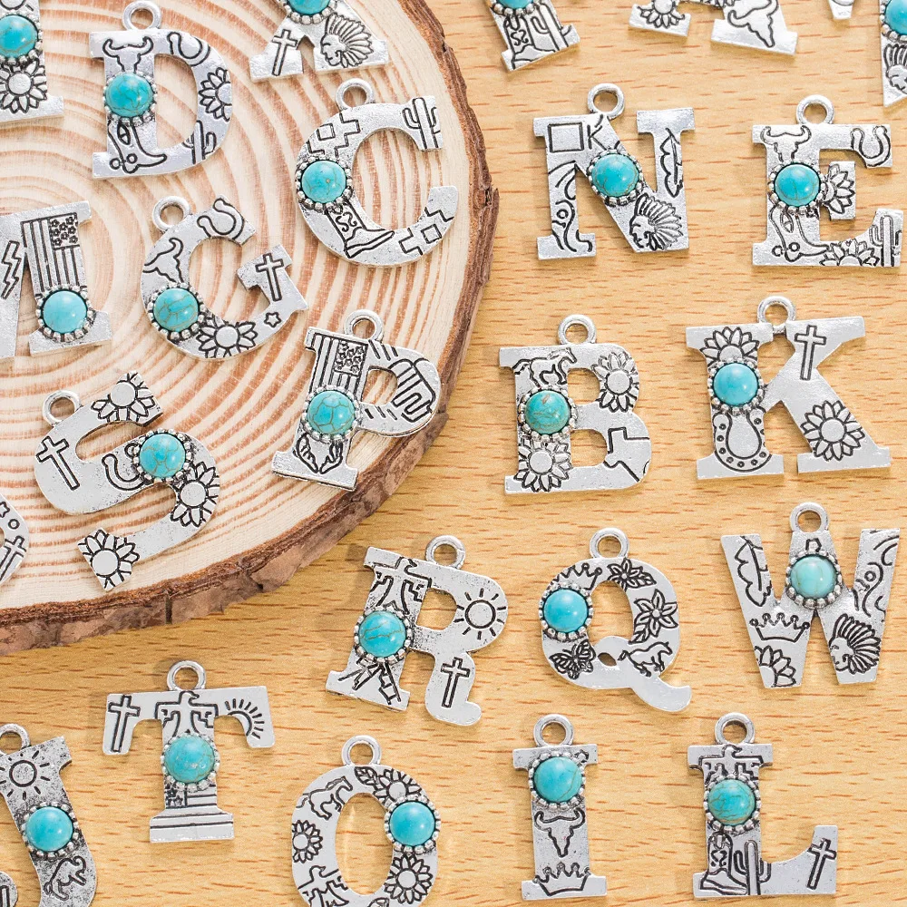 Alloy letter pendant diy necklace earrings pendant Bohemian-style turquoise letter accessories
Alloy letter pendant diy necklace earrings pendant Bohemian-style turquoise letter accessories