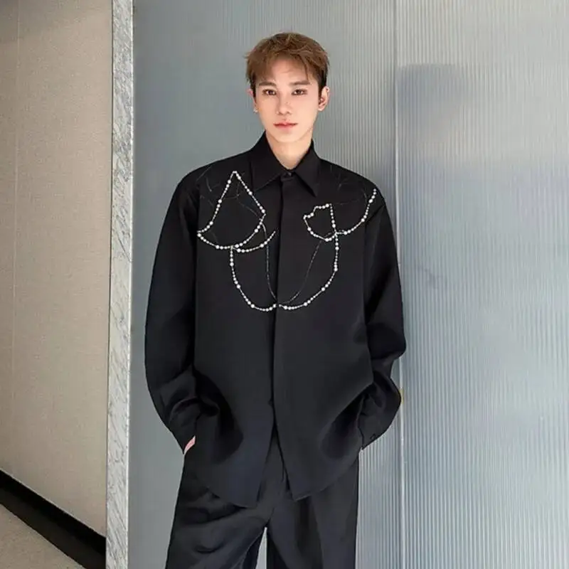 2025 Autumn Men's Turn Down Collar Shirts Long Sleeve New Korea Fashionable Handmade Chain Decoration Male Clothing
2025 Autumn Men's Turn Down Collar Shirts Long Sleeve New Korea Fashionable Handmade Chain Decoration Male Clothing