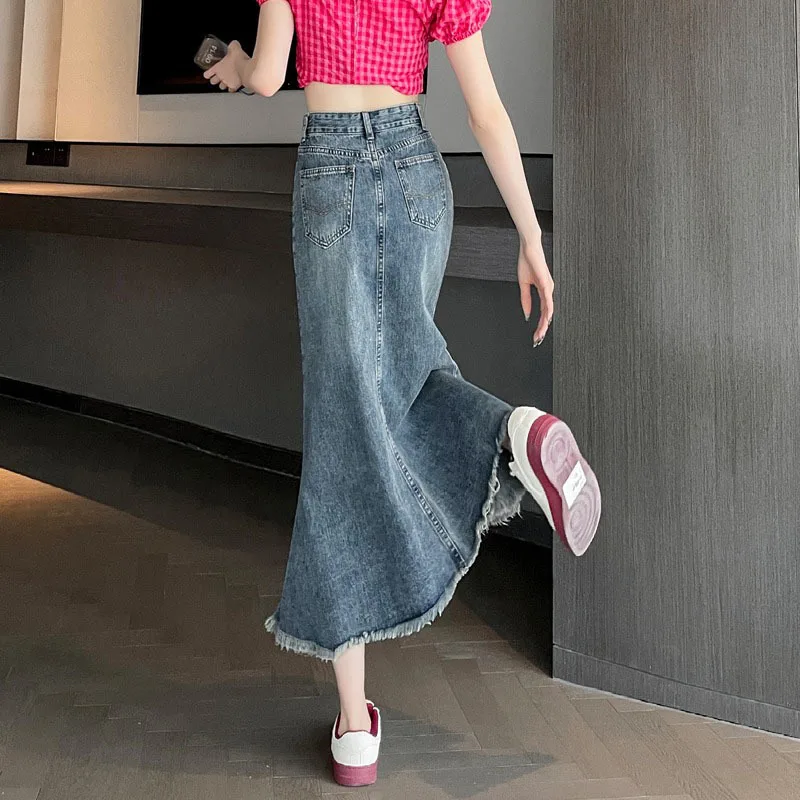 New Spring High Waist Denim Skirt Women A-Line Skirt Vintage Solid Color Mid-Length Skirt Leisure Commute Women Half Body Skirt
New Spring High Waist Denim Skirt Women A-Line Skirt Vintage Solid Color Mid-Length Skirt Leisure Commute Women Half Body Skirt