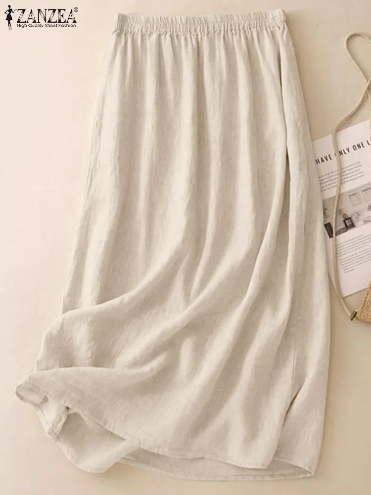 ZANZEA Commute Casual Women A-line Jupes Korean Fashion Daily Holiday Elastic Waist Cotton Midi Skirts Solid Color Faldas Mujer
ZANZEA Commute Casual Women A-line Jupes Korean Fashion Daily Holiday Elastic Waist Cotton Midi Skirts Solid Color Faldas Mujer