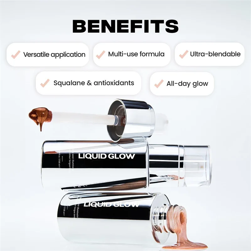 Long Lasting Luminous Glow Liquid highlights moisturize, brighten and soften skin
Long Lasting Luminous Glow Liquid highlights moisturize, brighten and soften skin