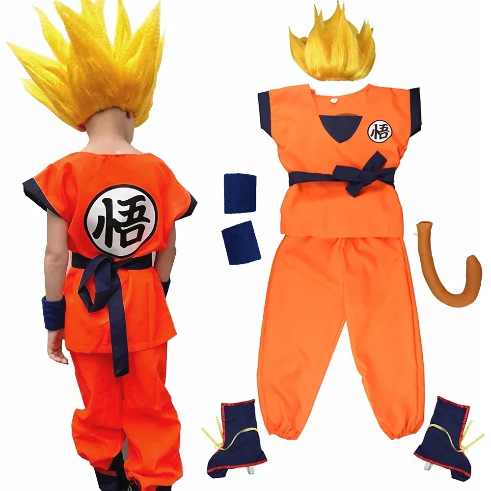 Adult Kids Son Goku Gui Carnival Cosplay Anime Costumes Halloween parties and Holiday Including Tail Wrist Wig Blue Gold Design
Adult Kids Son Goku Gui Carnival Cosplay Anime Costumes Halloween parties and Holiday Including Tail Wrist Wig Blue Gold Design