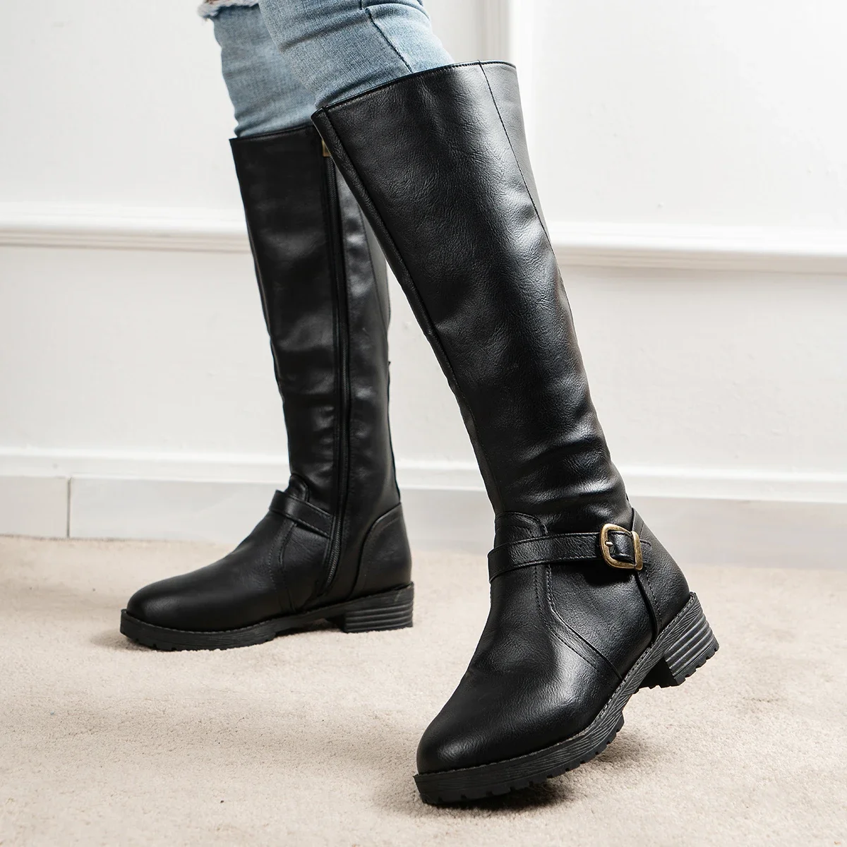 Thigh High Boots Brown Women Vintage Leather Square Heel Zipper Knee Height Buckle Boot Keep Warm Round Toe Shoes British Style
Thigh High Boots Brown Women Vintage Leather Square Heel Zipper Knee Height Buckle Boot Keep Warm Round Toe Shoes British Style
