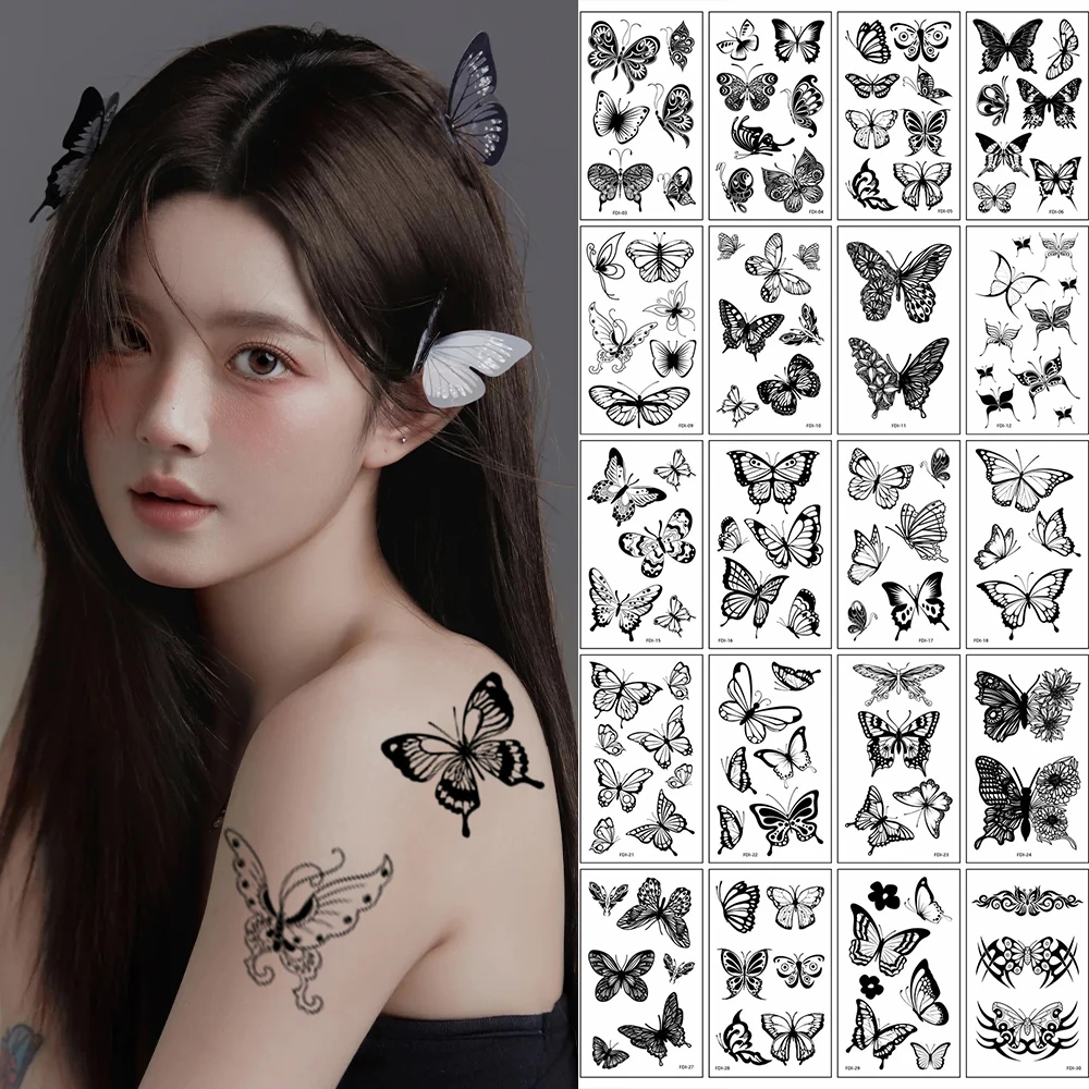 30 Sheets Black Butterfly Temporary Tattoos for Women Waterproof Tattoo Stickers Suitable for Arm Body Realistic Fake Tattoo
30 Sheets Black Butterfly Temporary Tattoos for Women Waterproof Tattoo Stickers Suitable for Arm Body Realistic Fake Tattoo