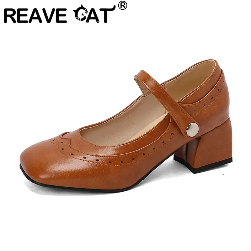 REAVE CAT Vintage Women Pumps Square Toe Chunky Heels 5.5cm Buckle Strap Plus Size 46 47 48 Mary Janes Female Daily Shoes Spring
REAVE CAT Vintage Women Pumps Square Toe Chunky Heels 5.5cm Buckle Strap Plus Size 46 47 48 Mary Janes Female Daily Shoes Spring