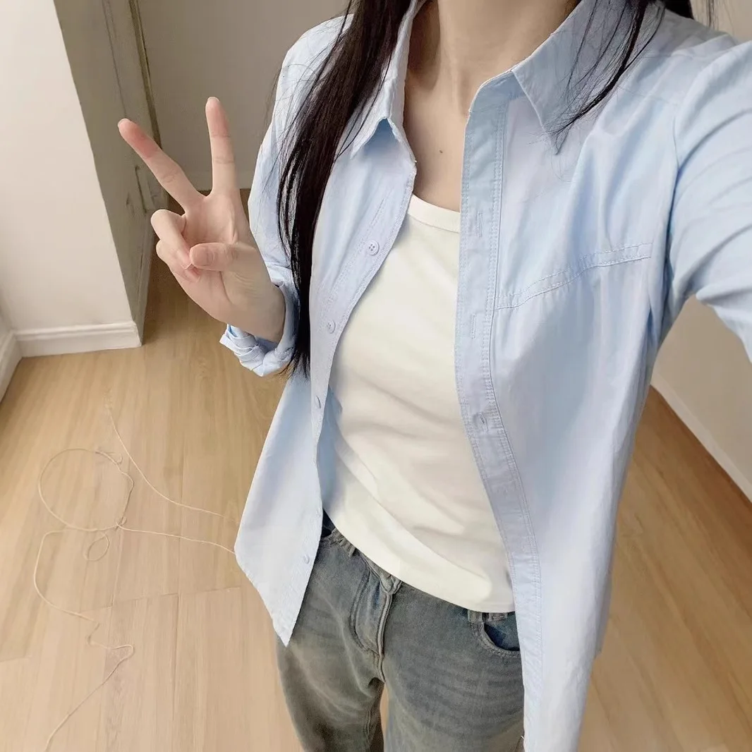 Хлопковая женская весенне-осенняя свободная повседневная утягивающая универсальная однотонная рубашка
Хлопковая женская весенне-осенняя свободная повседневная утягивающая универсальная однотонная рубашка