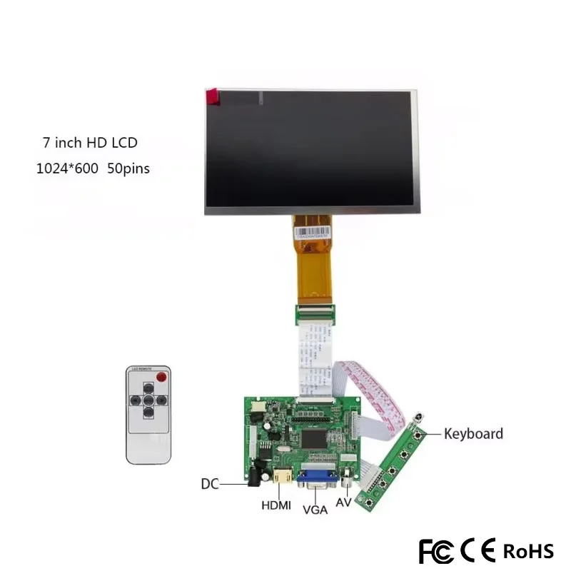 7" LCD Screen 1024*600 7300101462 7300101463 E231732 7300130906 /YH070IF50 TFT 50Pins Monitor Driver Board for Raspberry Pi 3
7" LCD Screen 1024*600 7300101462 7300101463 E231732 7300130906 /YH070IF50 TFT 50Pins Monitor Driver Board for Raspberry Pi 3