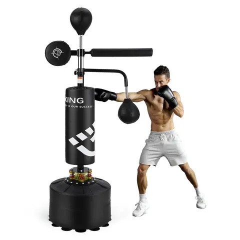 5 in 1 Punching Bag with Stand for Adult & Kids, Freestanding Speed Bag Hitting Target Heavy Kickboxing Bag, 2 Packages Deliver