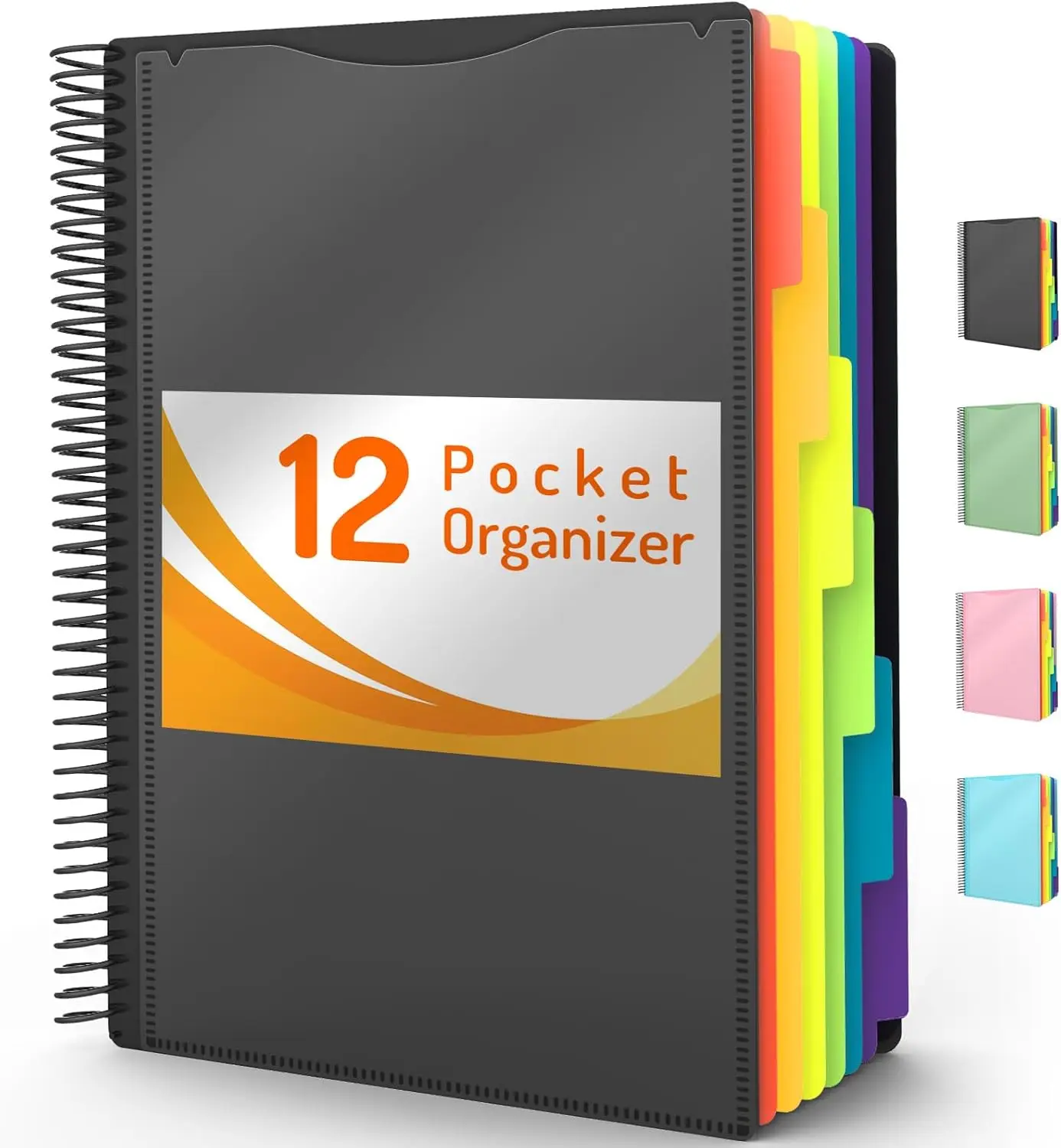 12 Pocket Project Organizer, 1/6-cut Tab Binder Organizer with Sticky Labels, Multi Pocket Folder with Zipper Pouch, Folder Binder Spiral Pocket Notebook, Office Supplies, Letter Size, Black
12 Pocket Project Organizer, 1/6-cut Tab Binder Organizer with Sticky Labels, Multi Pocket Folder with Zipper Pouch, Folder Binder Spiral Pocket Notebook, Office Supplies, Letter Size, Black