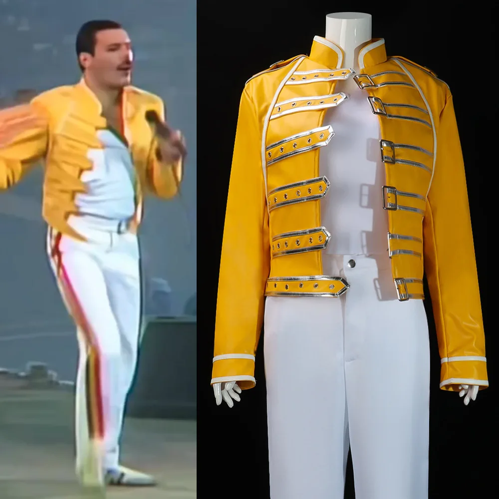 Queen Lead Vocals Freddie Cosplay Costume Rock Band Yellow Jacket Adult Men Outfit Coat Cosplay Halloween Carnival Costume
Queen Lead Vocals Freddie Cosplay Costume Rock Band Yellow Jacket Adult Men Outfit Coat Cosplay Halloween Carnival Costume