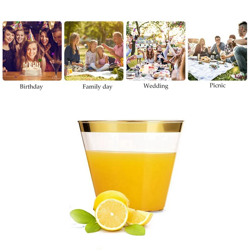 Y50A-5X Golden Plastic Cups 9 Oz Disposable Cup Plastic Wine Glass Party Cups Transparent Plastic Cup For Parties
Y50A-5X Golden Plastic Cups 9 Oz Disposable Cup Plastic Wine Glass Party Cups Transparent Plastic Cup For Parties