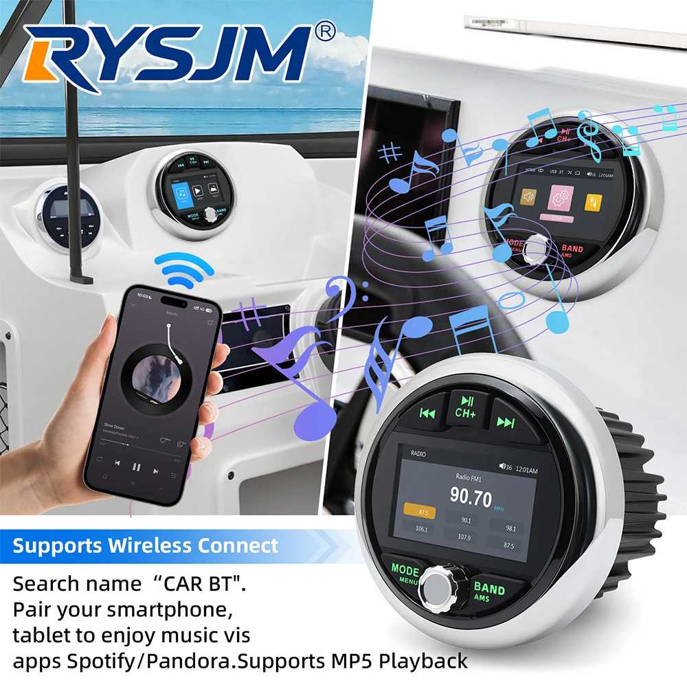 Морской радиоприемник MP5, мультимедийный плеер, Bluetooth-совместимый FM/AM-плеер для лодок, яхт, квадроциклов, UTV, SPA
Морской радиоприемник MP5, мультимедийный плеер, Bluetooth-совместимый FM/AM-плеер для лодок, яхт, квадроциклов, UTV, SPA