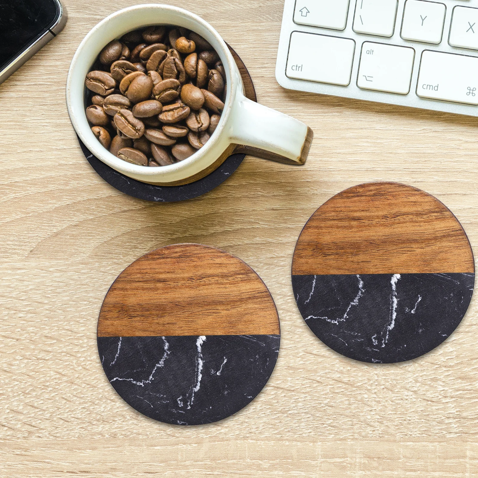 4Pcs Resin Cup Coasters Half Marble Half Wood Heat Resistant Round Insulation Pads for Desk Table Home Office Events
4Pcs Resin Cup Coasters Half Marble Half Wood Heat Resistant Round Insulation Pads for Desk Table Home Office Events