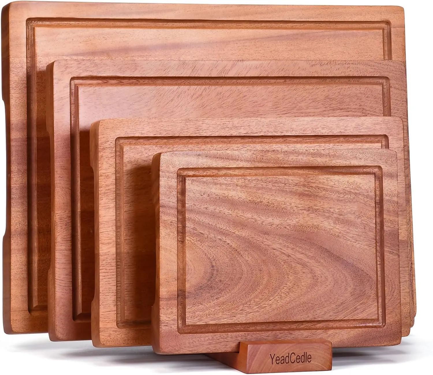 Wooden Cutting Board Set of 4 with Holder Non Toxic Solid Sapele Wood Chopping Boards for Kitchen with Juice Grooves Thi
Wooden Cutting Board Set of 4 with Holder Non Toxic Solid Sapele Wood Chopping Boards for Kitchen with Juice Grooves Thi