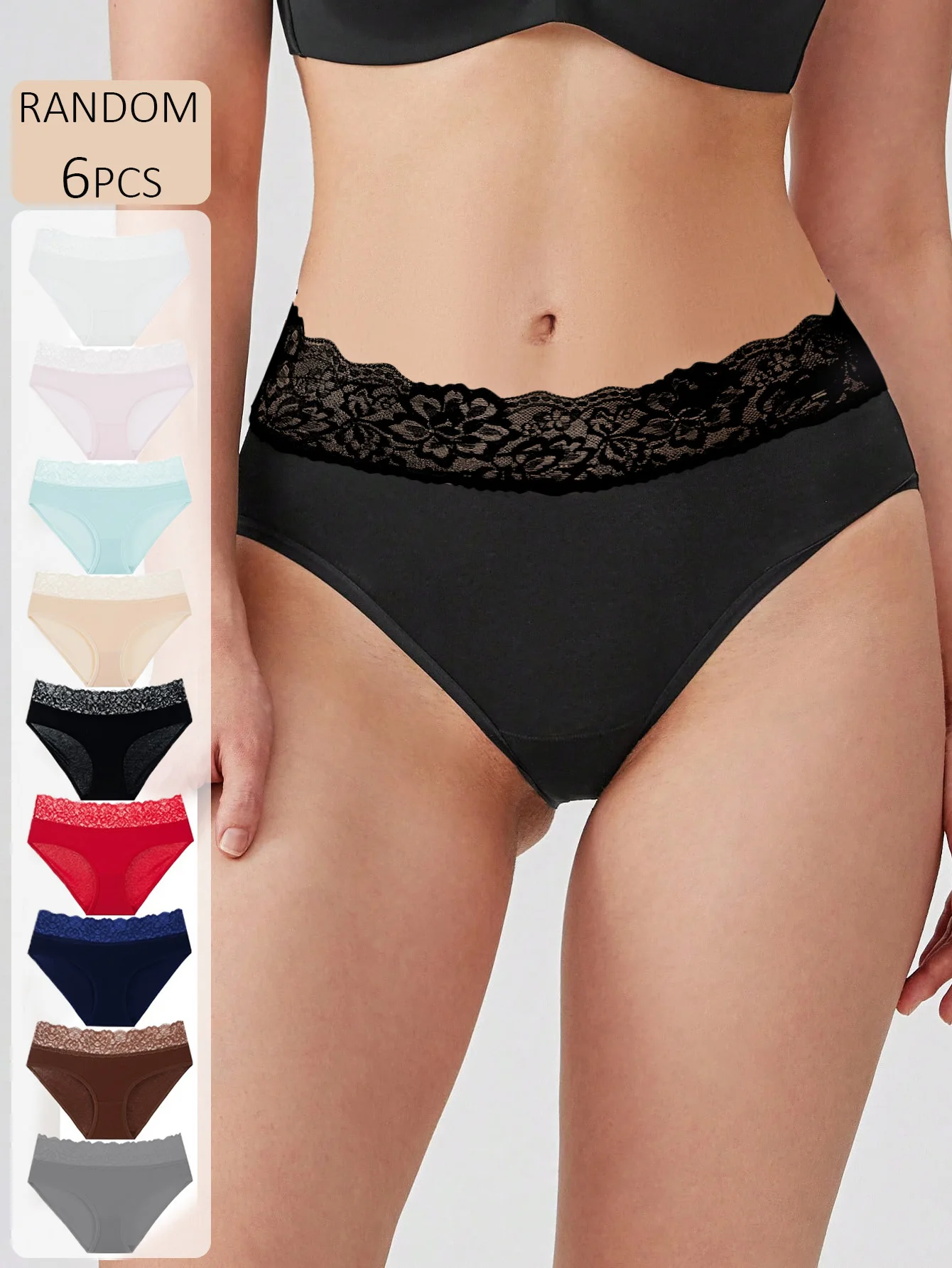 3-pack random color basic high waisted lace underwear with exquisite lace that does not prick the skin or leave marks,breathable
3-pack random color basic high waisted lace underwear with exquisite lace that does not prick the skin or leave marks,breathable
