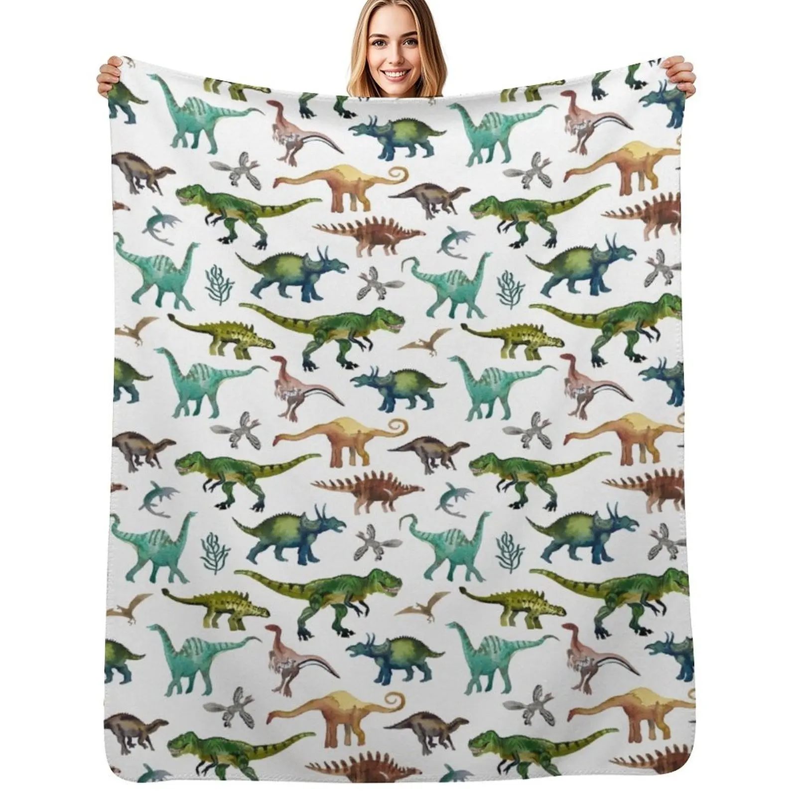 Dinosaurs hand painted watercolor natural colours. Throw Blanket Sofa Bed linens Camping Blankets 
Dinosaurs hand painted watercolor natural colours. Throw Blanket Sofa Bed linens Camping Blankets