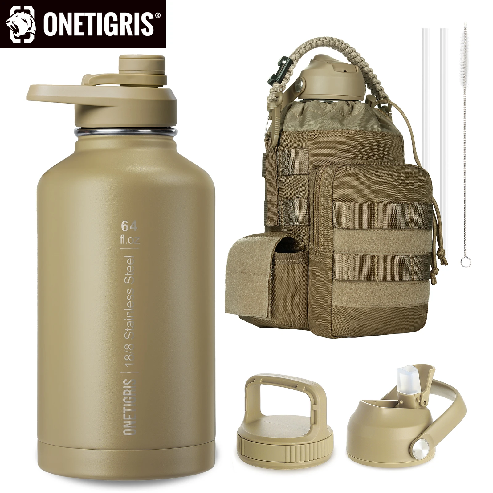 ONETIGRIS 64oz Stainless Steel Insulated Water Bottle Set with Tactical Kettle-Cloth Bag- MOLLE Outdoor Sport,Hot/Cold Retention
ONETIGRIS 64oz Stainless Steel Insulated Water Bottle Set with Tactical Kettle-Cloth Bag- MOLLE Outdoor Sport,Hot/Cold Retention
