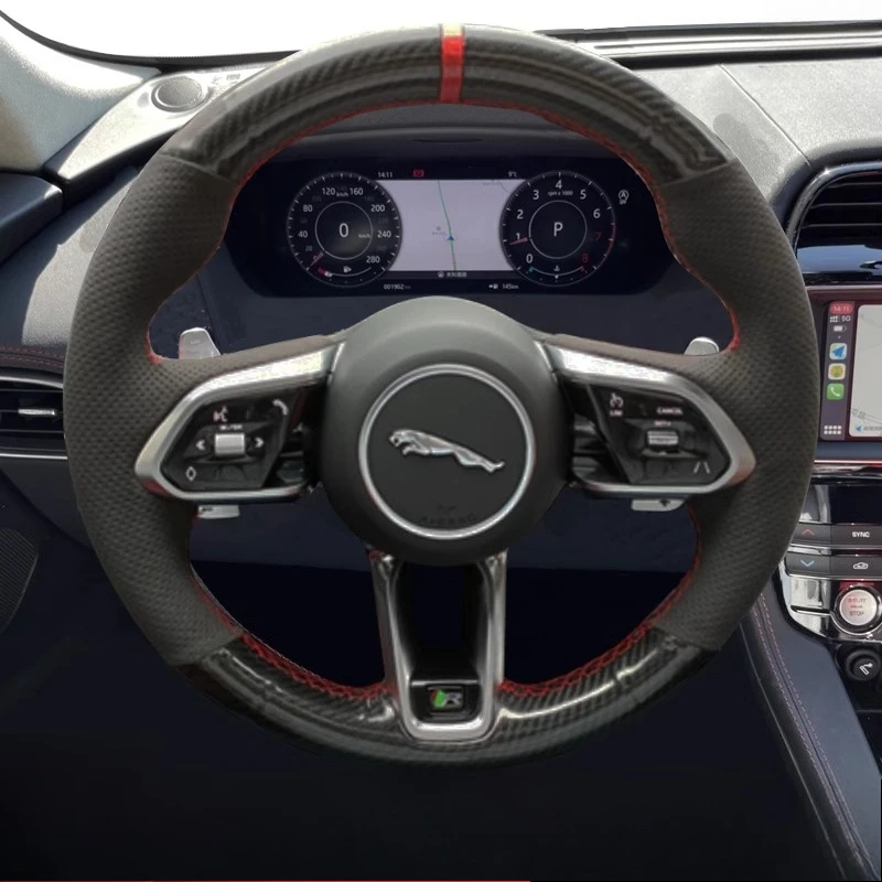 for Jaguar XF XJL XE F-PACE F-TYPE Hand-stitched Non-Slip black genuine leather carbon fiber Car Steering Wheel Cover
for Jaguar XF XJL XE F-PACE F-TYPE Hand-stitched Non-Slip black genuine leather carbon fiber Car Steering Wheel Cover