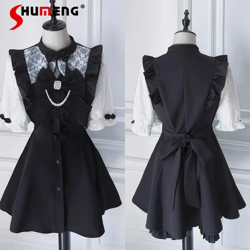 Japanese New Y2k Mine Series Summer Short-sleeved Top And Shorts Outfits Women's Chinese Style Kawaii Lace Black White Dress Set
Japanese New Y2k Mine Series Summer Short-sleeved Top And Shorts Outfits Women's Chinese Style Kawaii Lace Black White Dress Set