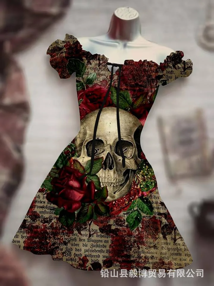 2023 Halloween Costume Party Dress Short Sleeve Pre Christmas Retro Nightmare Women's Winter Dress
2023 Halloween Costume Party Dress Short Sleeve Pre Christmas Retro Nightmare Women's Winter Dress