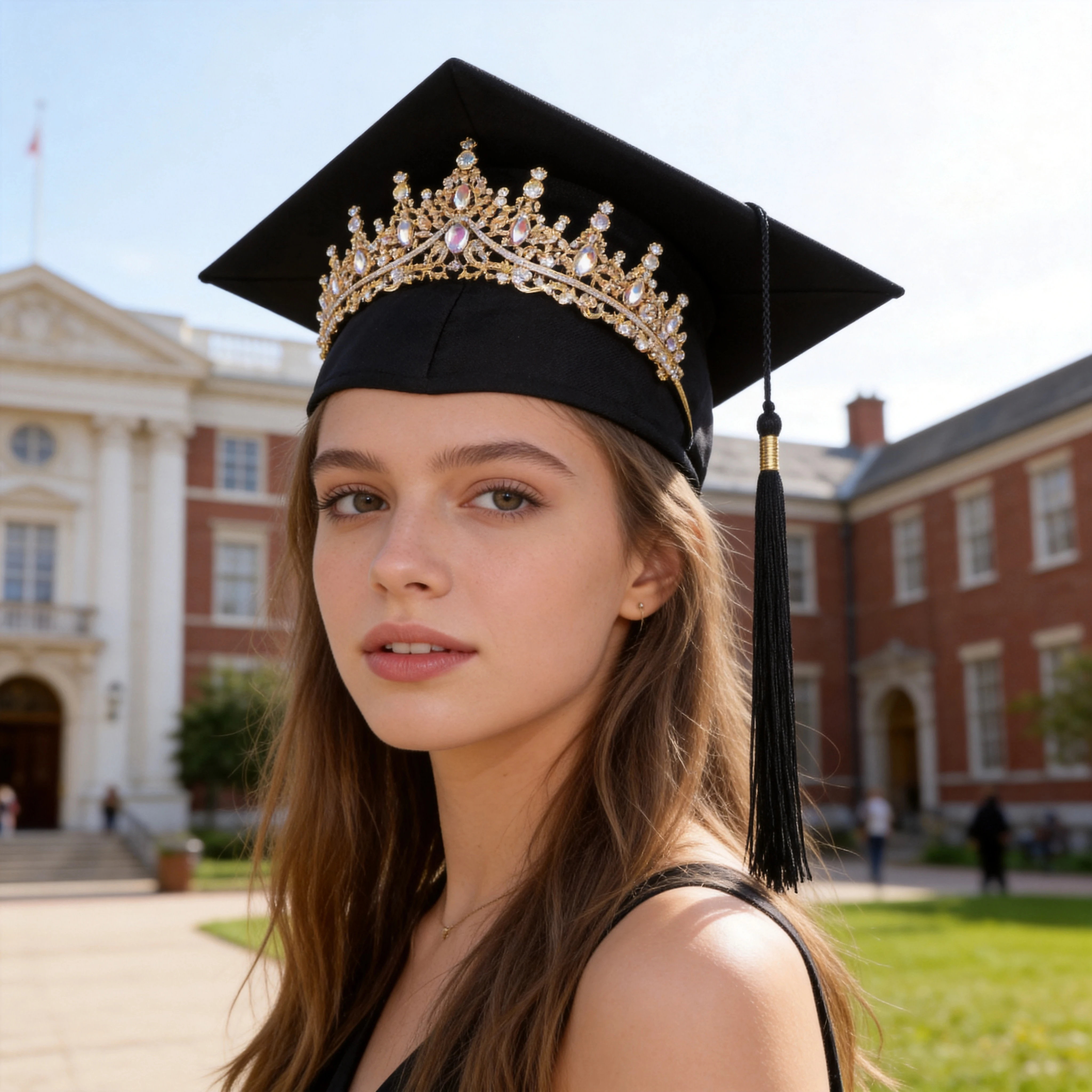Luxury Rhinestone Graduation Cap Decorated Graduation Cap with Rhinestone Crown Black Cap for Graduation Photos
Luxury Rhinestone Graduation Cap Decorated Graduation Cap with Rhinestone Crown Black Cap for Graduation Photos