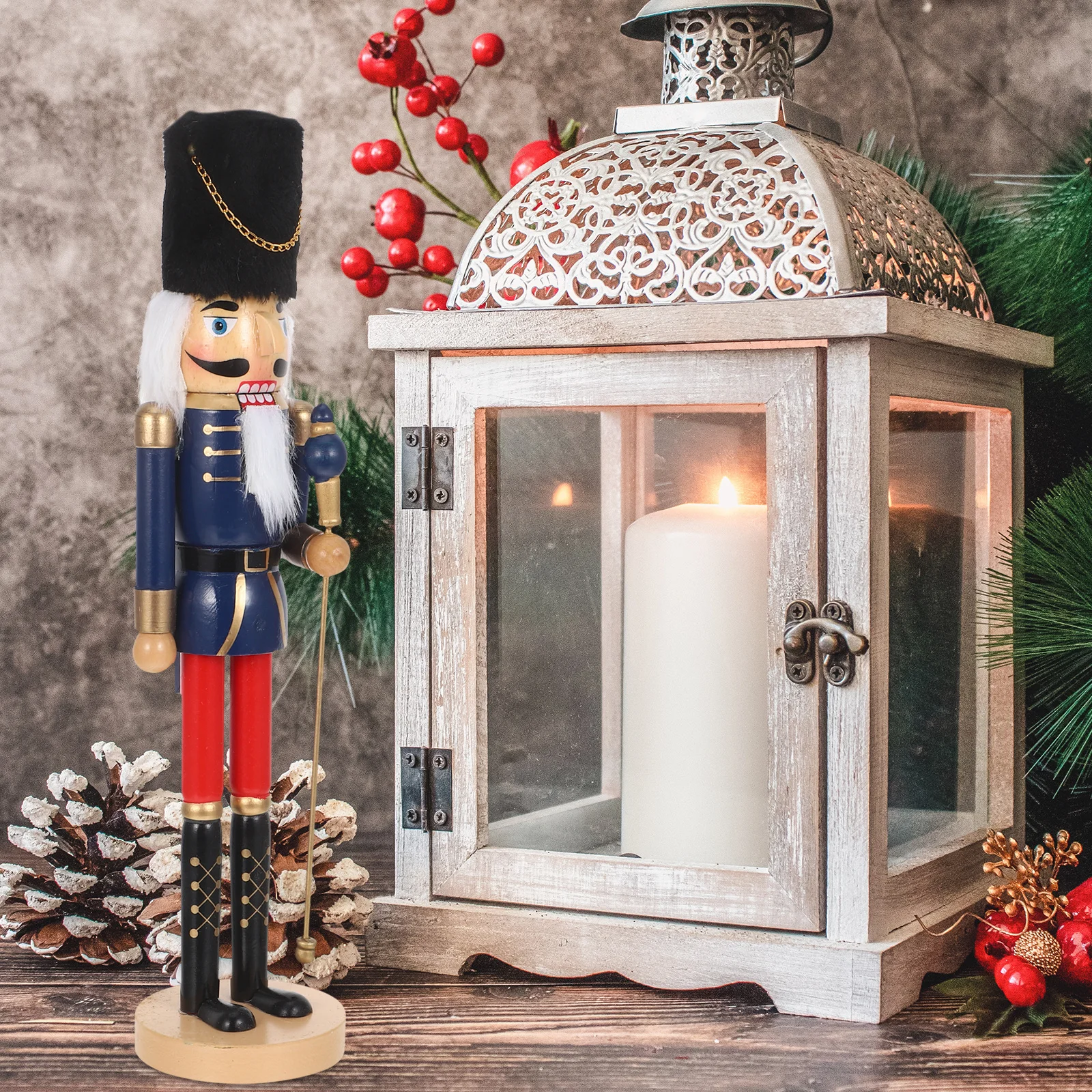 Elegant Wooden Nutcracker Soldier Ornament for Christmas Decorations Tabletop Centerpiece Traditional Holiday Decoration Craft
Elegant Wooden Nutcracker Soldier Ornament for Christmas Decorations Tabletop Centerpiece Traditional Holiday Decoration Craft