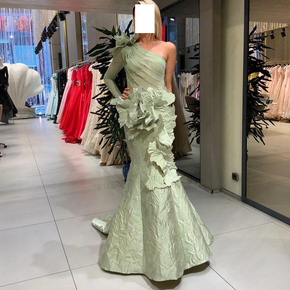 Elegant Luxury Evening Dress 2024 Floor Length Pleats Mermaid Satin Long Sleeves One Shoulder Court Train Pleats Flowers Crystal
Elegant Luxury Evening Dress 2024 Floor Length Pleats Mermaid Satin Long Sleeves One Shoulder Court Train Pleats Flowers Crystal