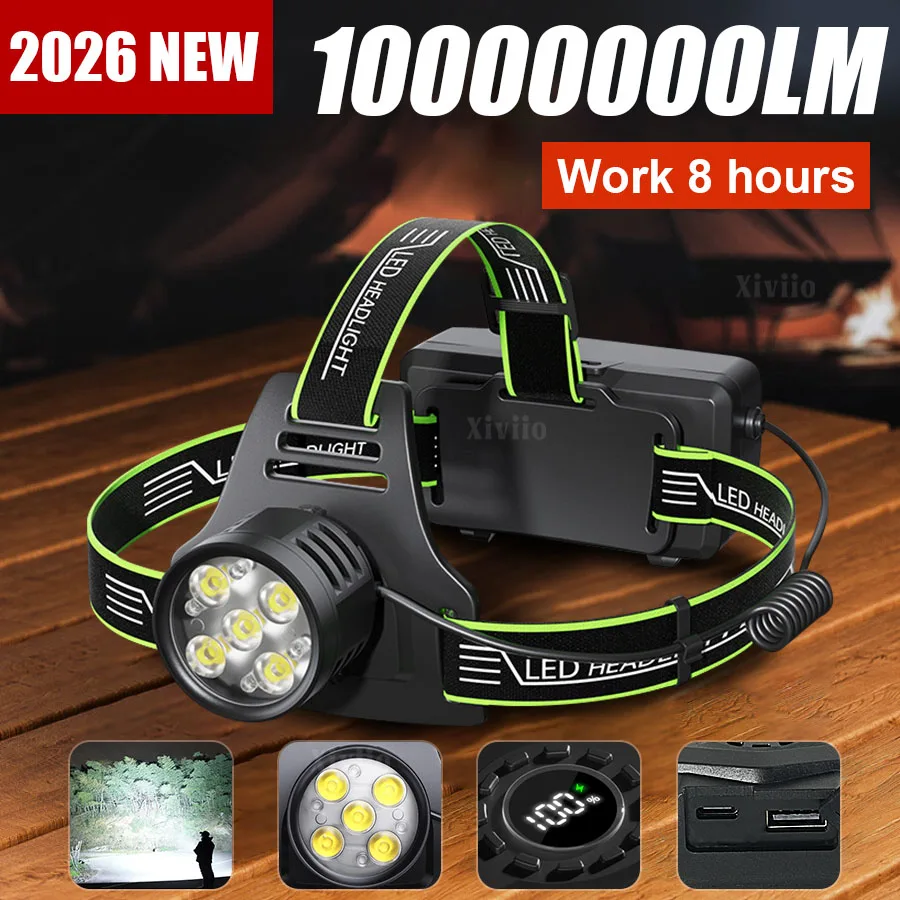 10000000LM Super Powerful Front Headlamp Outdoor Rechargeale LED Headlight Lighting 200² Head Flashlight Fishing Head Lantern
10000000LM Super Powerful Front Headlamp Outdoor Rechargeale LED Headlight Lighting 200² Head Flashlight Fishing Head Lantern