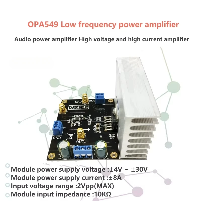 OPA549 Module Audio Power Amplifier 8A Current driver Drives high voltage and high current amplifiers
OPA549 Module Audio Power Amplifier 8A Current driver Drives high voltage and high current amplifiers